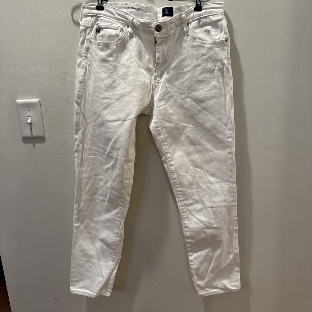 Ag Adriano Goldschmied Women's size 30R White The Prima Cigarette Ankle Jeans